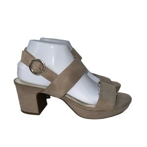 Anne Klein Women's Shoes Size 9M Gray Textile Upper Buckle Strappy Platform